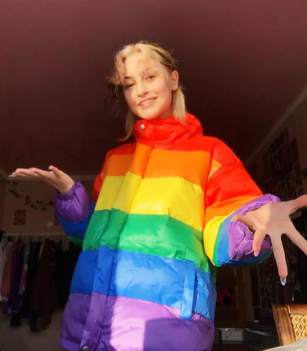 Customer photo review of Rainbow Puffer Jacket