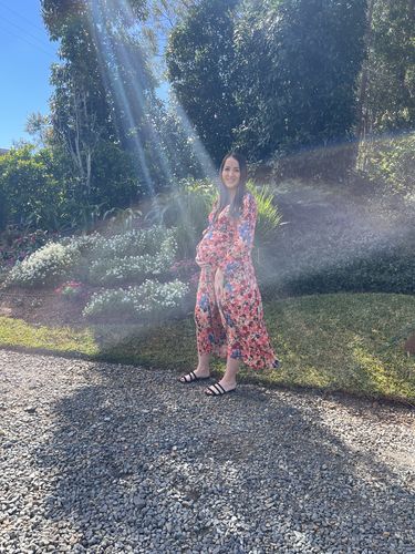 Customer photo review of Willow Nursing and Maternity Wrap Dress