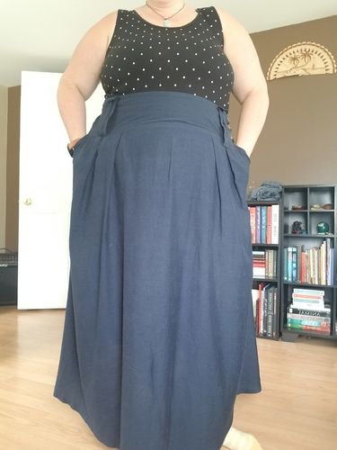 Customer photo review of Dark red skirt linen skirt maxi women skirt 1035#