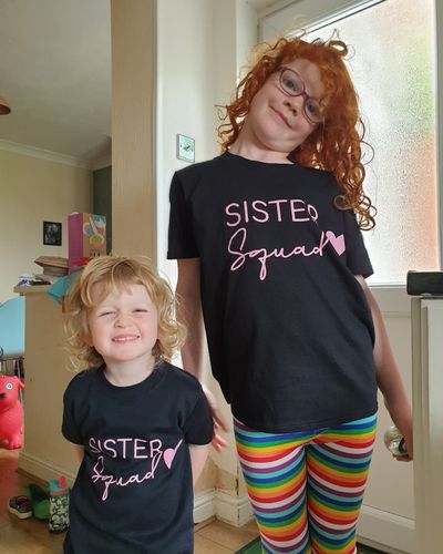 Customer photo review of Sister Squad Heart Matching Black T-Shirts