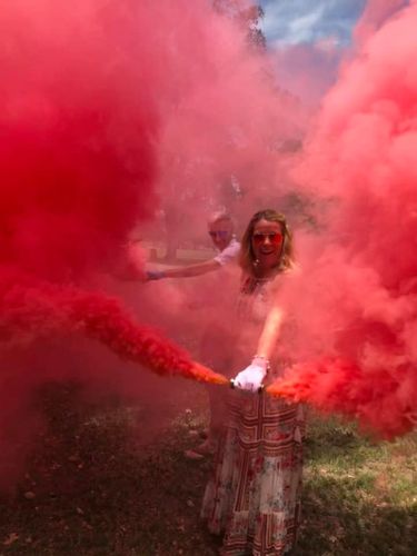 Customer photo review of Gender Reveal Smoke Bombs [Pink or Blue] Dual Vent (25 Sec) Discreet Label