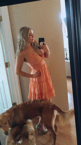 Customer photo review of Casual Mini Lace Skater Dress for Women