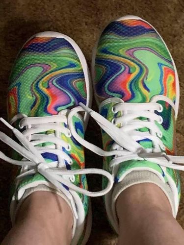 Customer photo review of Green Abstract Liquid Trippy Print Women's Athletic Shoes
