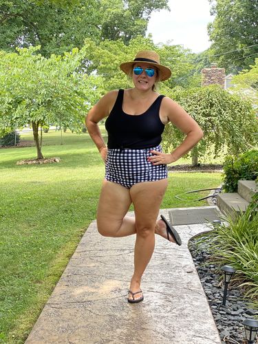 Customer photo review of At The Beach Bottoms | Big Black & White Gingham | Final Sale
