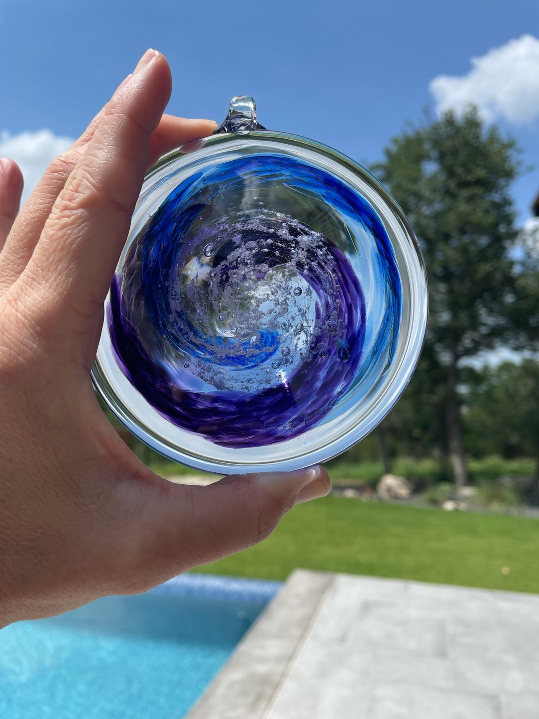 Customer photo review of Glass Suncatcher with Infused Cremation Ash