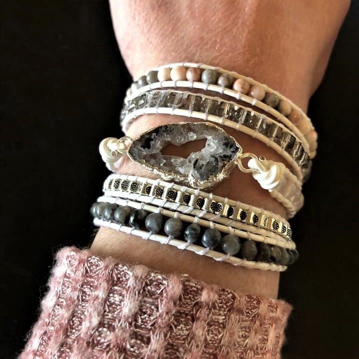 Customer photo review of Magical White Labradorite & Druzy Bracelet