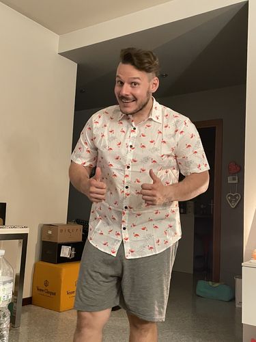 Customer photo review of Chemise en coton à manches courtes pour les Fêtes pour hommes