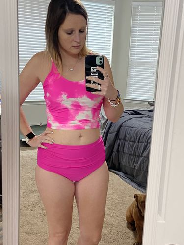 Customer photo review of Centara Top | Tie Dye Neon Pink