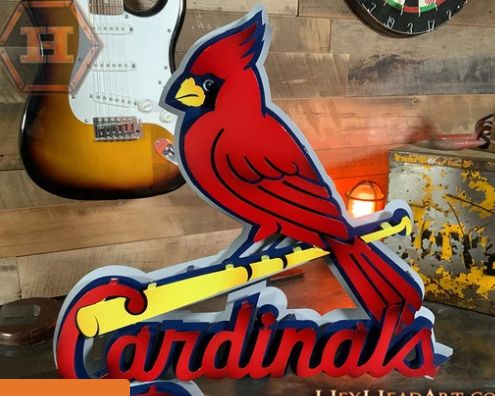 Customer photo review of St. Louis Cardinals Bird and Bat Logo 3D Metal Artwork