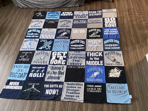 T-shirt quilt featuring mater dei track and field team by Christine from NJ