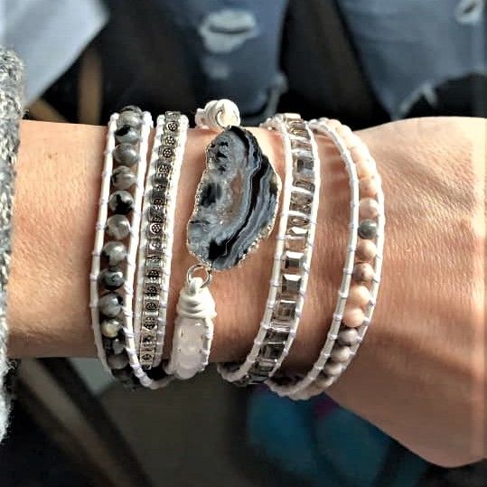 Customer photo review of Magical White Labradorite & Druzy Bracelet