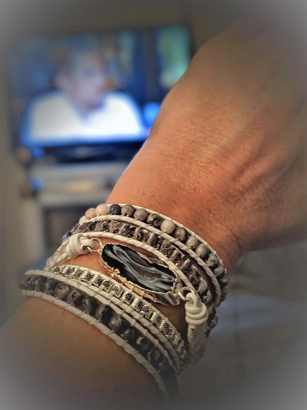 Customer photo review of Magical White Labradorite & Druzy Bracelet