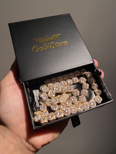 Customer photo review of Clustered Tennis Gold Chain (10mm)
