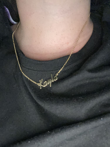 Customer photo review of Cursive Name Necklace