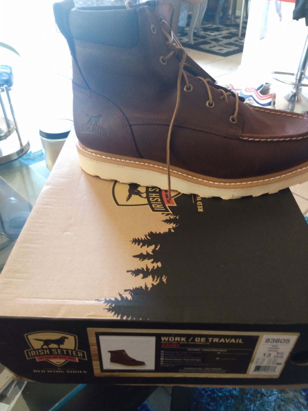 Customer photo review of Irish Setter by Red Wing Men's Ashby Soft Toe 6-inch Lace-Up Boots 83605