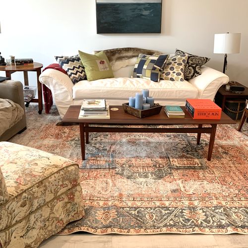 Customer photo review of Distressed Vintage Cezanne Terracotta Sky Area Rug
