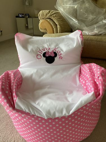 Customer photo review of Personalised Applique Minnie Mouse Bean Bag Chair