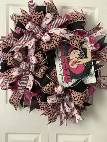 Customer photo review of 1.5"X10Yd Glitter Breast Cancer/Stripe Black/White/Hot Pink RGC1100X6