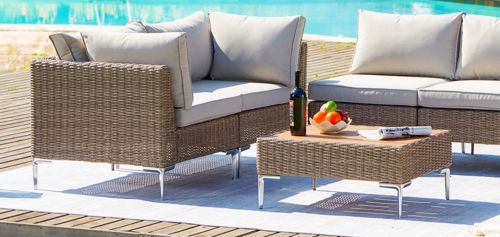 Customer photo review of 7 Pcs Outdoor Wicker Sectional Sofa All-Weather Conversation Set with Cushion/Tea Table