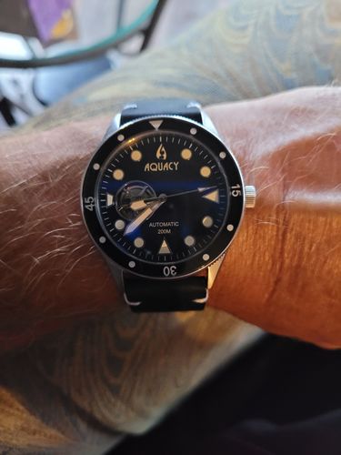 Customer photo review of Aquacy Hei Matau Cave Diver Open Heart Men's Automatic 200M Black Mother of Pearl Dive Watch CD.38.BKMOP.B.L