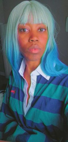 Customer photo review of Lolita blue and gray gradient wig yc22280