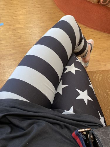 Customer photo review of Subdued American Stripes Leggings