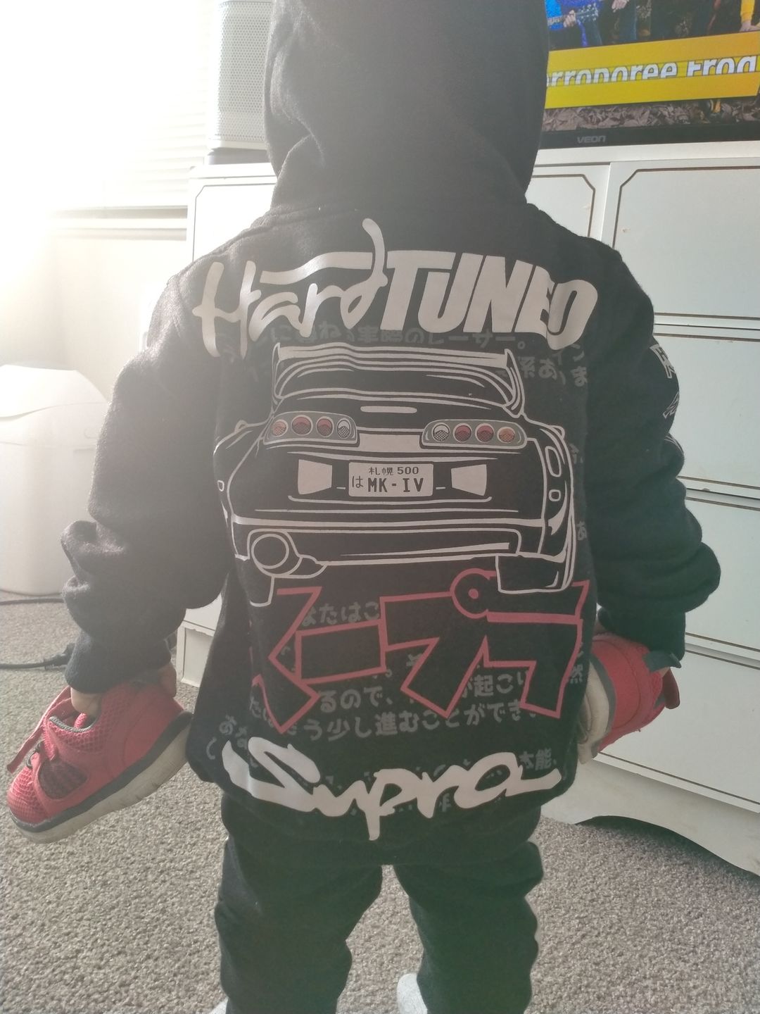 Customer photo review of Kids Toyota Supra Hoodie