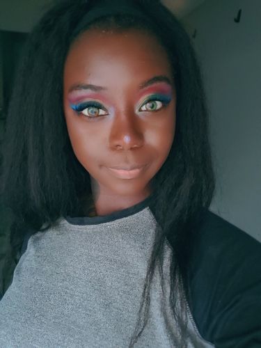 Customer photo review of Firmament Green Prescription Contact Lenses