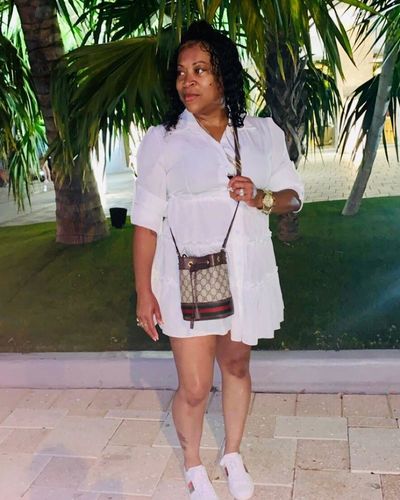 Customer photo review of Solid Button-Front Ruffle Dress