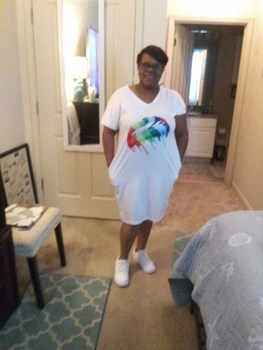 Customer photo review of Lip Print Tee Dress