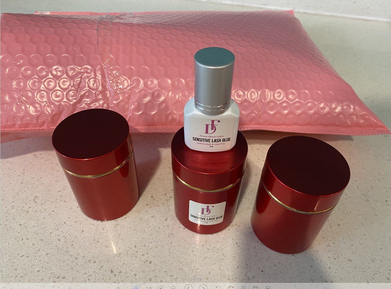 Customer photo review of Japan Low Irritation Lash Glue for Eyelash Extension