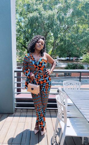 Customer photo review of African Print Lagina Jacket and Pant Set