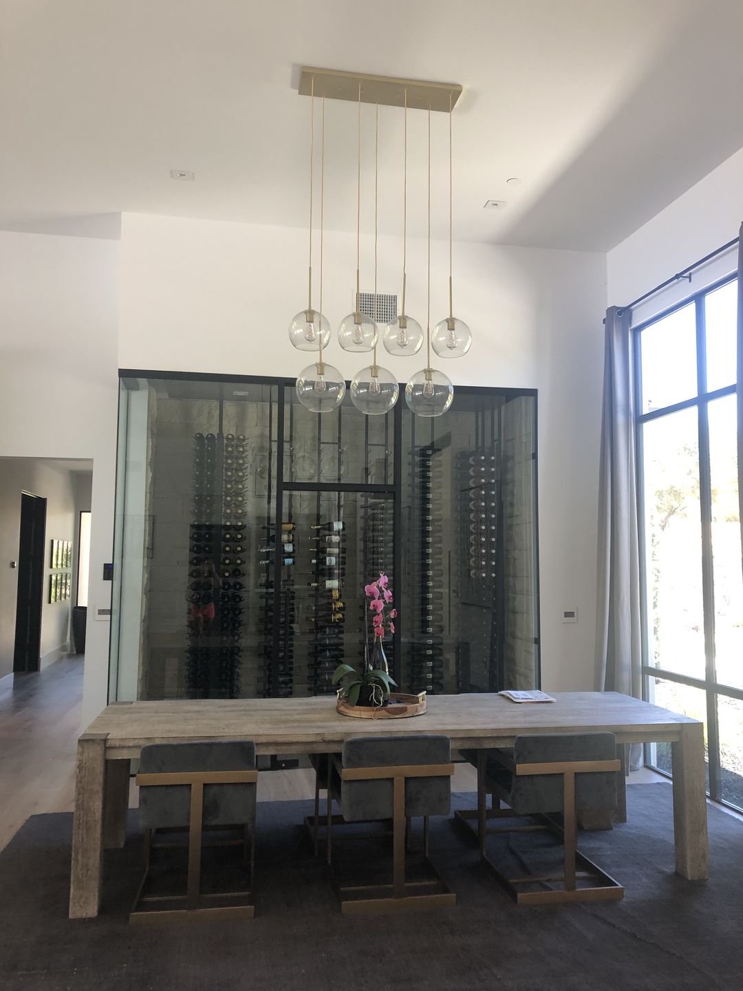 Customer photo review of Modern 7-Light Sculptural Glass Globe Pendant Chandelier