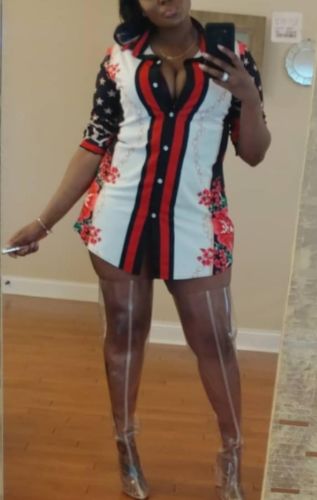 Customer photo review of Floral Print Feminine Mini Dress
