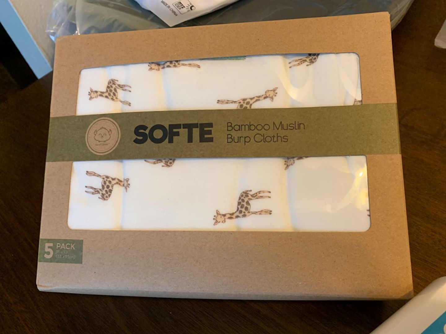 Customer photo review of SOFTE Muslin Baby Burp Cloth (The Wild)