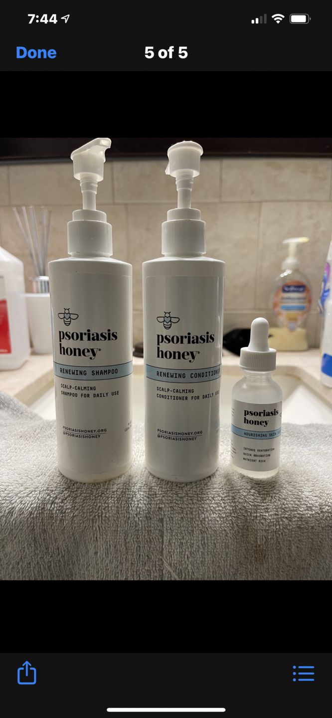 Customer photo review of Psoriasis Honey Scalp Nourishing Kit