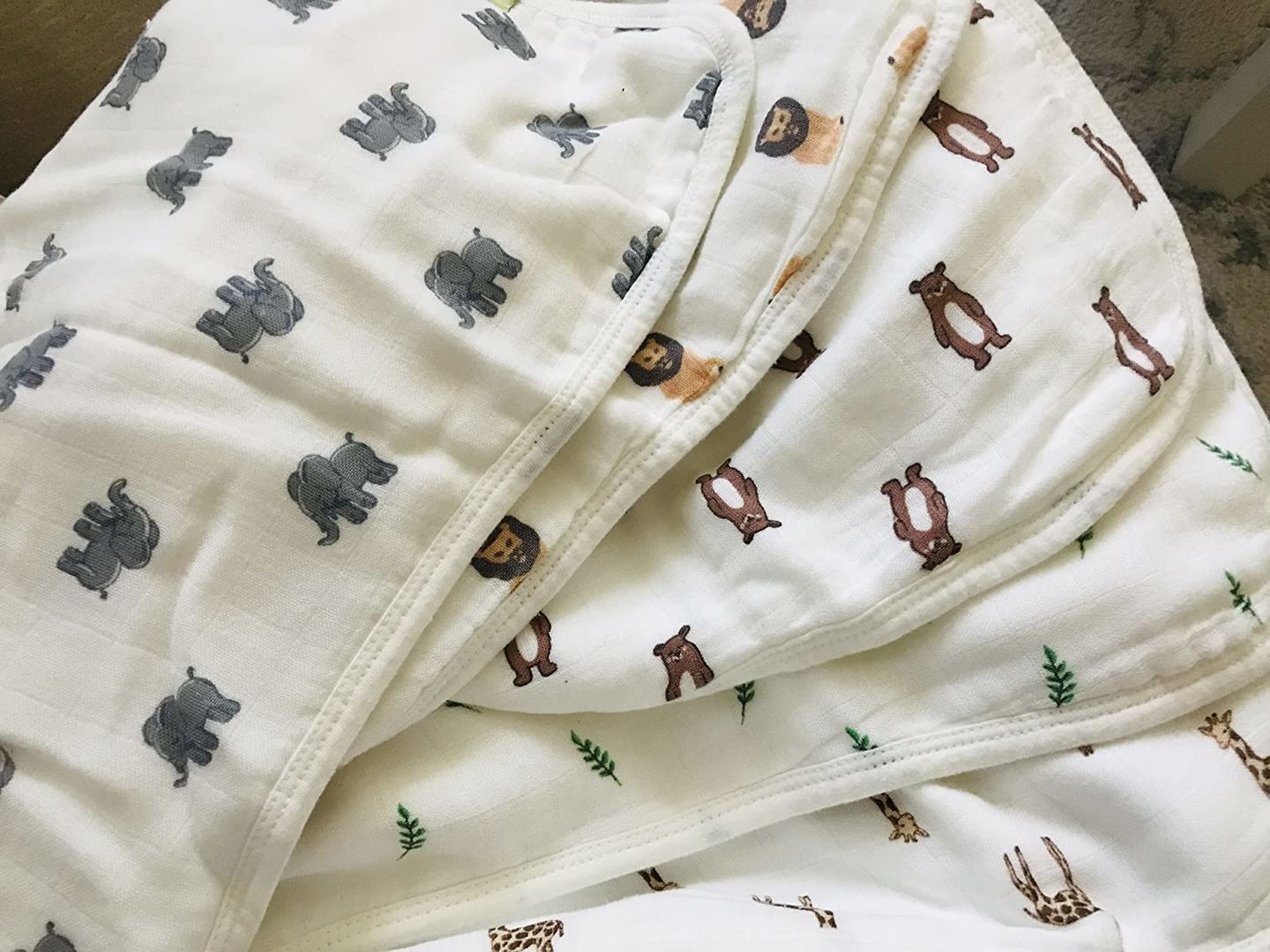 Customer photo review of SOFTE Muslin Baby Burp Cloth (The Wild)