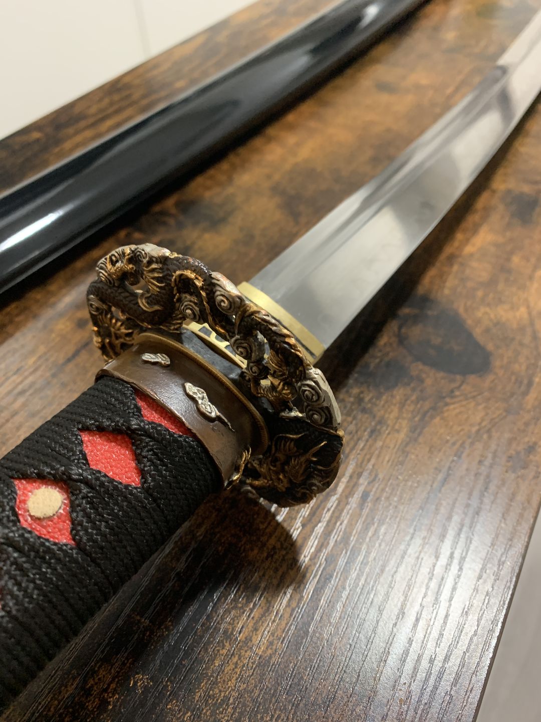 Customer photo review of Clay Tempered Double Groove Dragon Brass Tsuba Japanese Sword Katana