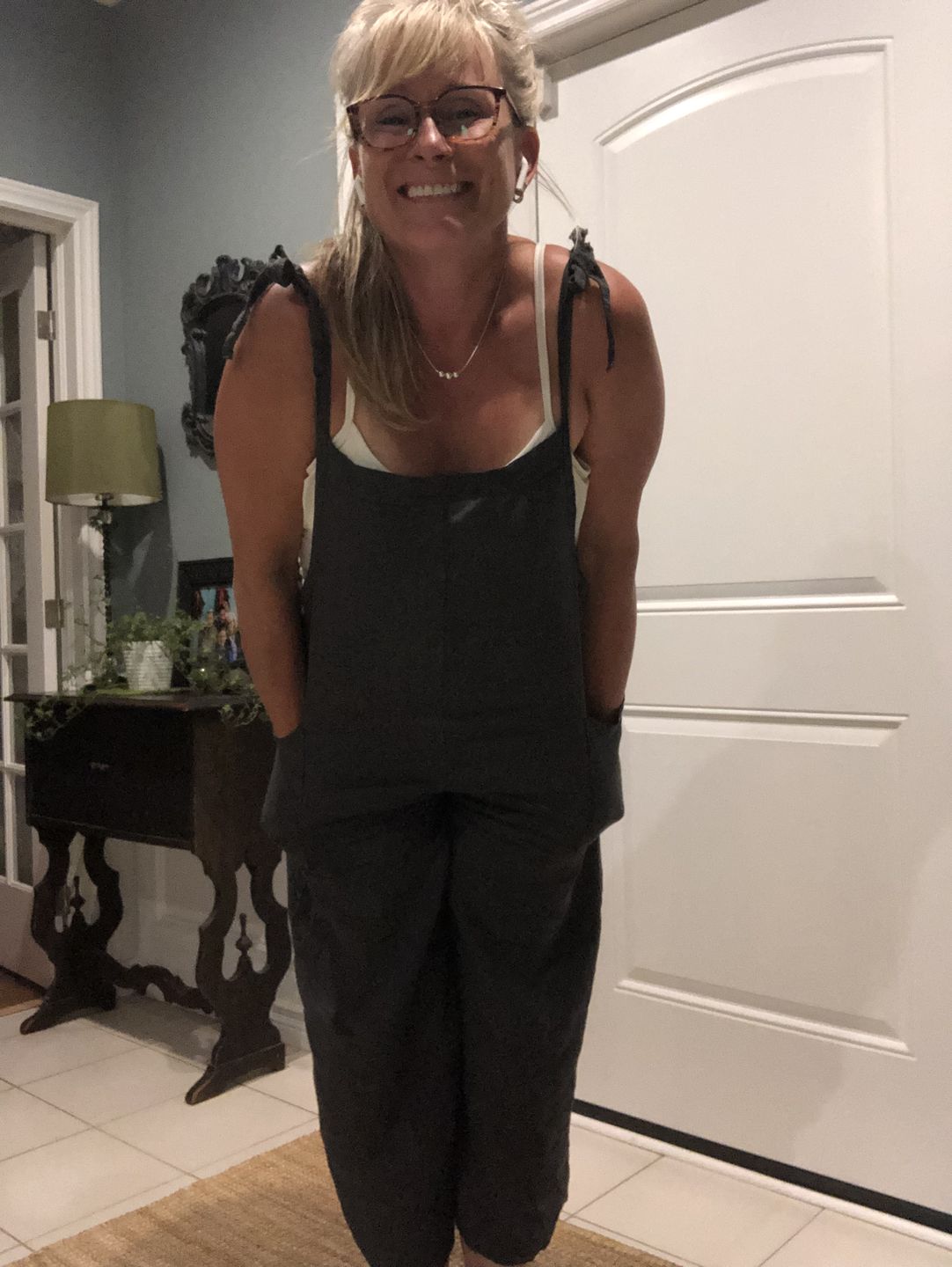 Customer photo review of Lighter Days Linen Jumpsuit (Dark Pink)