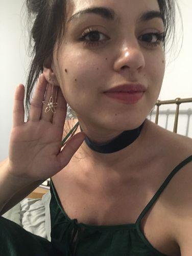Customer photo review of Flora Perla Threader Earrings
