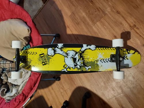 Customer photo review of Punked Kicktail YSkull Longboard Deck