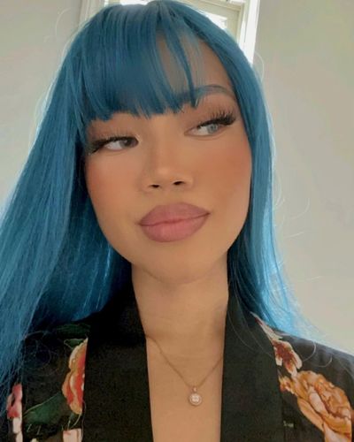 Customer photo review of Fashion blue green long straight wig WS2222
