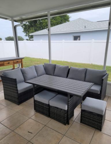Customer photo review of 7 Pcs Patio Rattan Dining Sets Outdoor Sectional Sofas with Ottoman