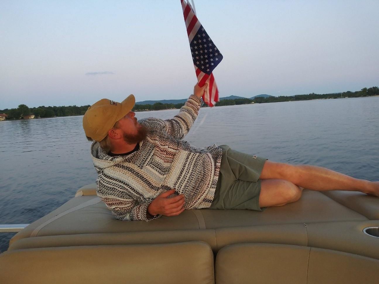 Customer photo review of Classic Stripe Terracotta Baja Hoodie
