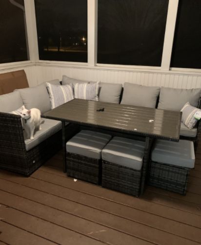 Customer photo review of 7 Pcs Patio Rattan Dining Sets Outdoor Sectional Sofas with Ottoman