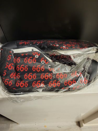 Customer photo review of 666 Satan Pattern Print Black High Top Shoes