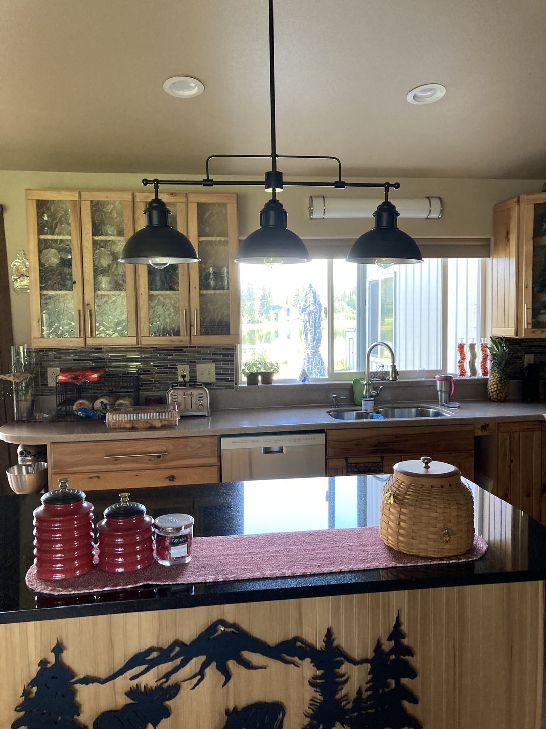 Customer photo review of Industrial 3-light Island Pot Lid Pendant