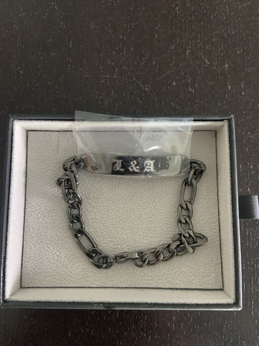 Customer photo review of 7mm Stainless Steel Figaro Link Engravable ID Bracelet