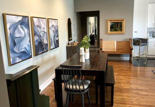 Customer photo review of Abstract Blue & Gold Canvas (Set of 3)