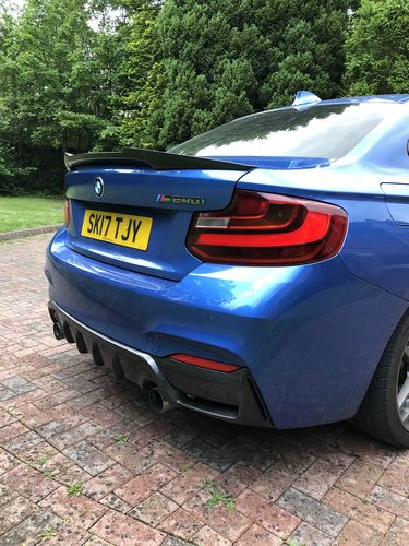 Customer photo review of MHC BMW M235i/M240i R44 Aggressive Style Rear Diffuser In Gloss Carbon Fibre (F22/F23)